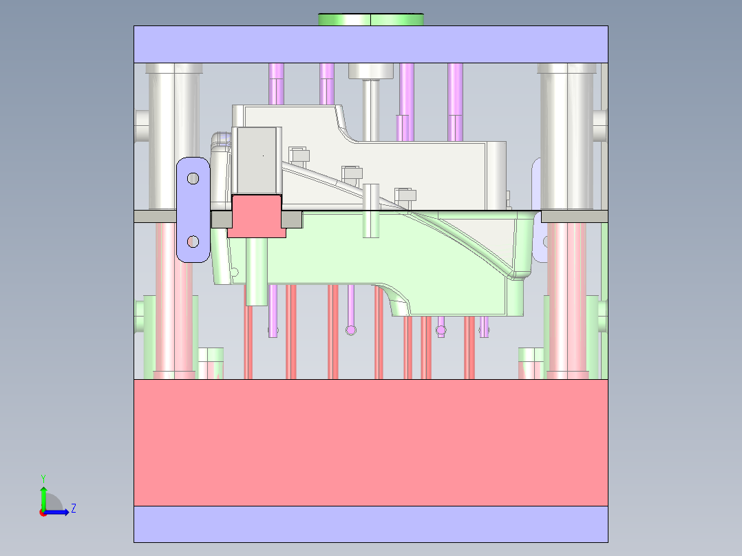 汽车前转向灯壳体全套模具图左视图