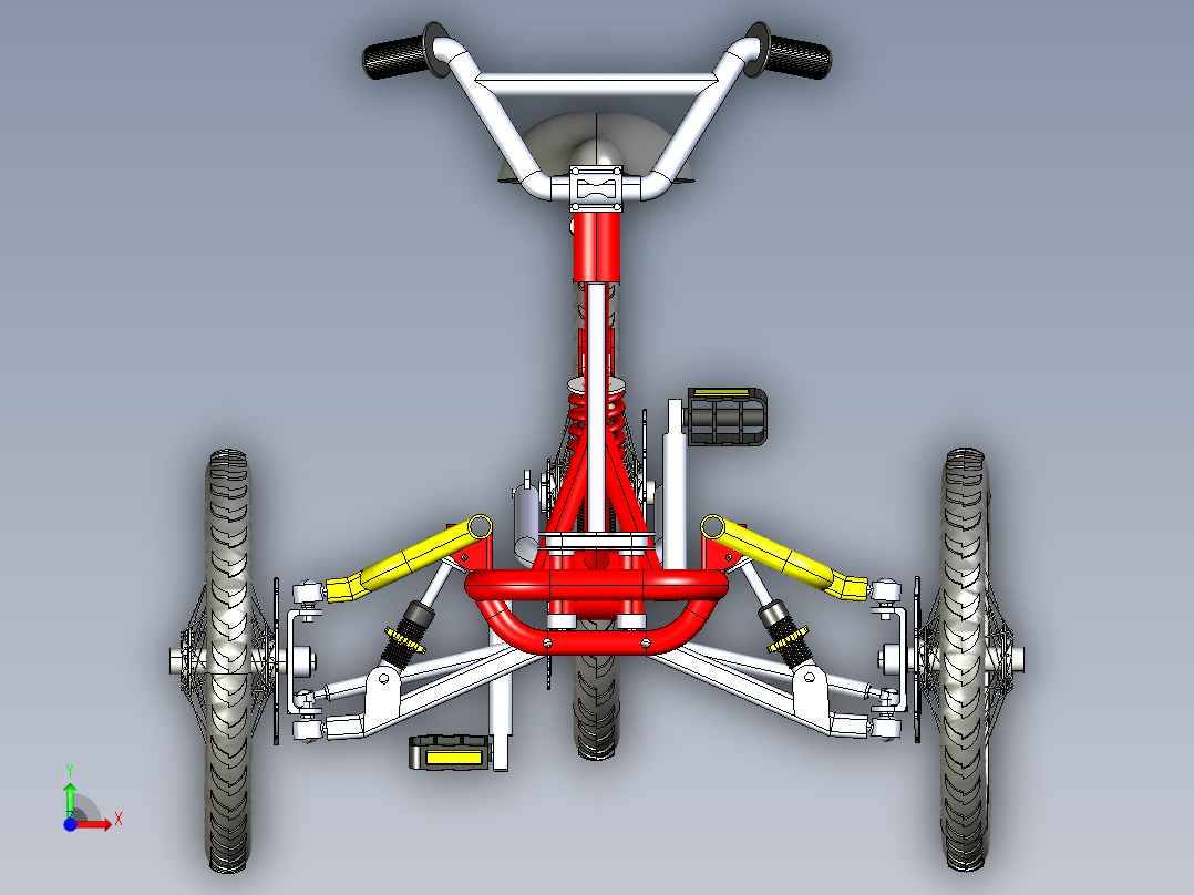 42---三轮自行车sw三维图纸模型设计图纸前视图