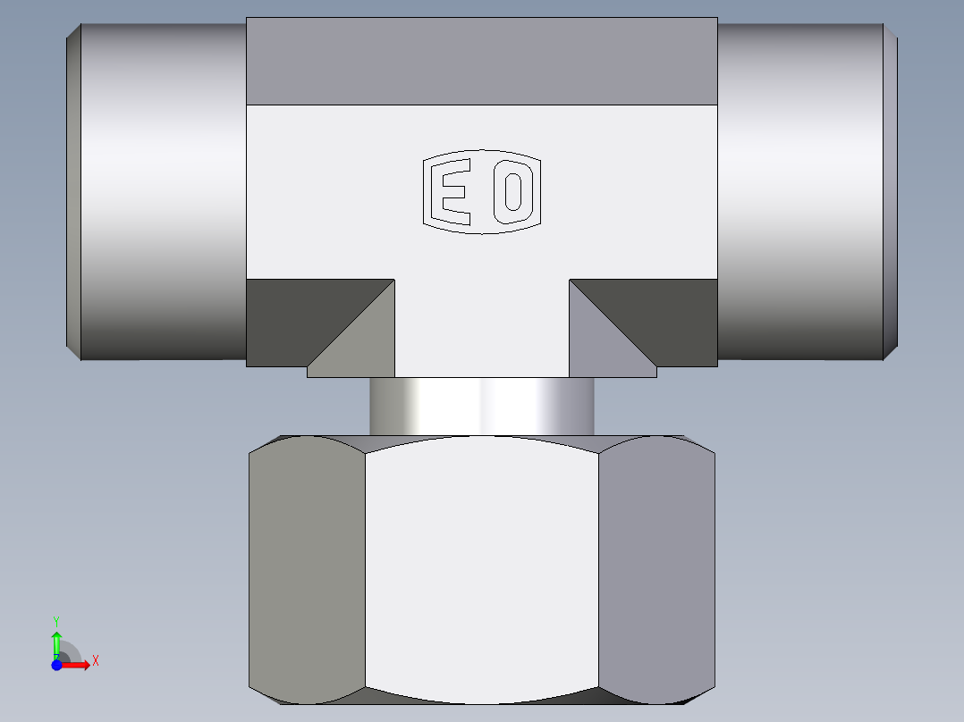 卡套式工业通用硬管接头EO_Standpipe_branch_tee_EVT20SOMD71前视图