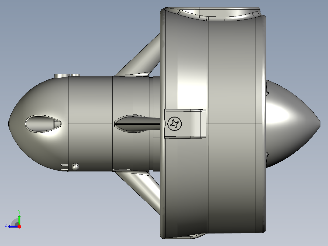 T200水下推进器3D图纸右视图