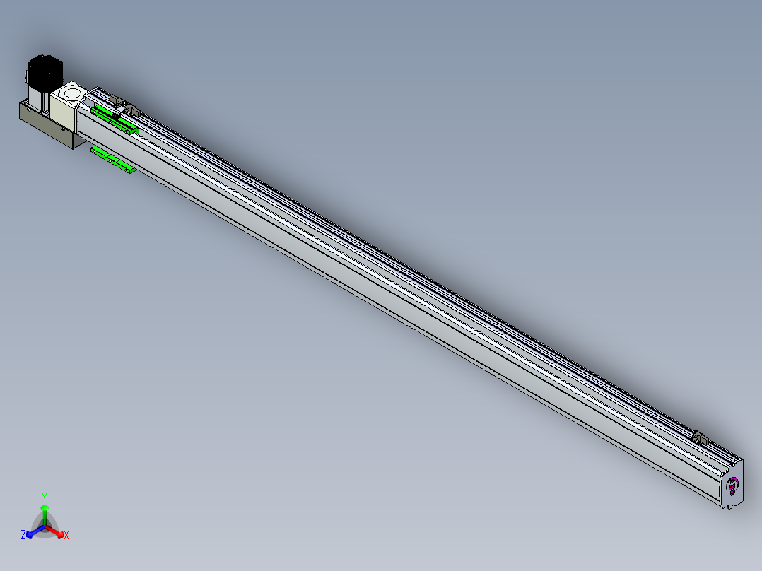 同步带滑台-半封闭B10H-L45-S1600-L-P40-D3正等轴测图