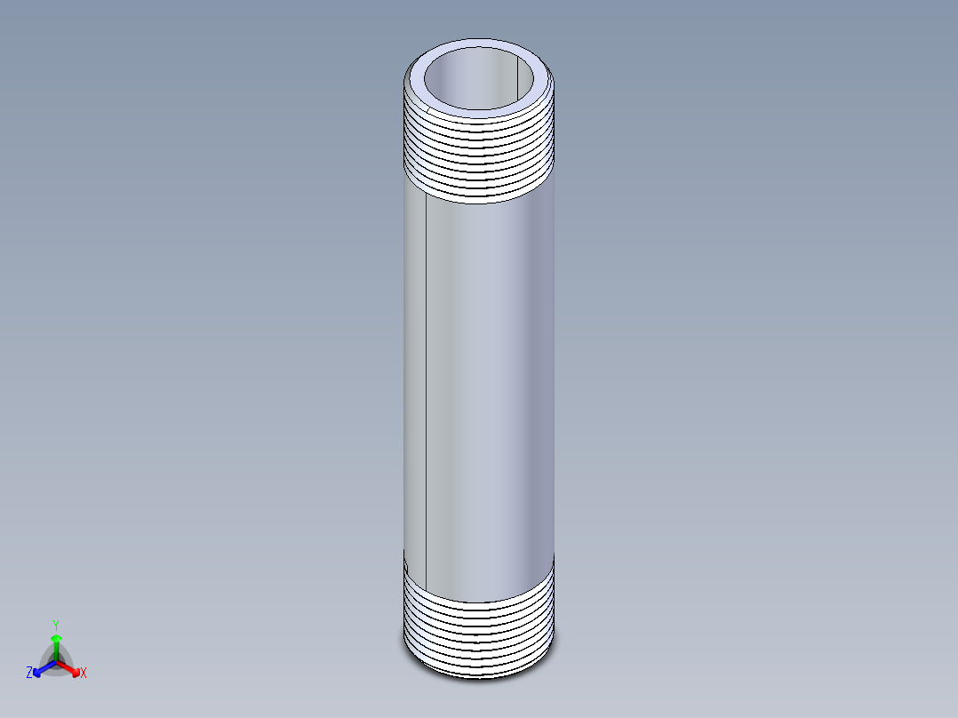 CPVC管件33-Sch80_Nipple_MPTxMPT_9861-138_1in x 6in正等轴测图