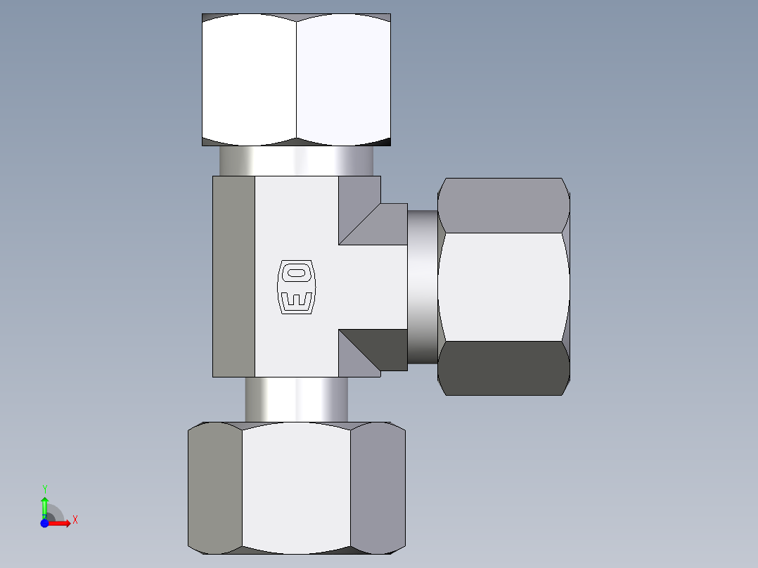 卡套式工业通用硬管接头EO_Standpipe_run_tee_EVL12L71前视图