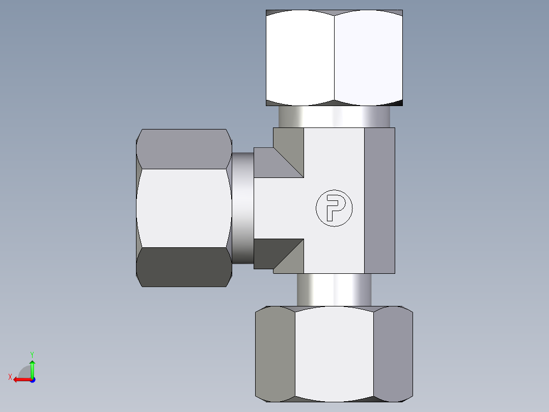 卡套式工业通用硬管接头EO_Standpipe_run_tee_EVL12L71后视图