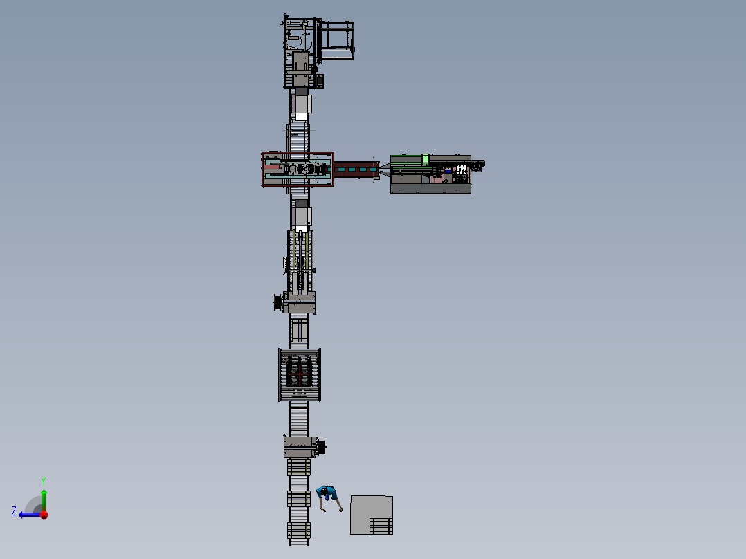 自动装盒开箱装箱折盖封箱井字打包捆扎整线包装方案图纸装盒机右视图