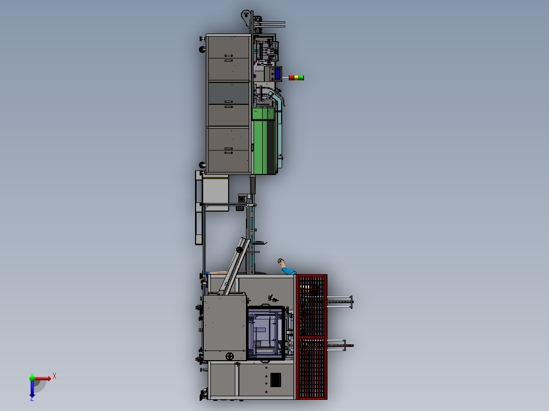自动装盒开箱装箱折盖封箱井字打包捆扎整线包装方案图纸装盒机俯视图