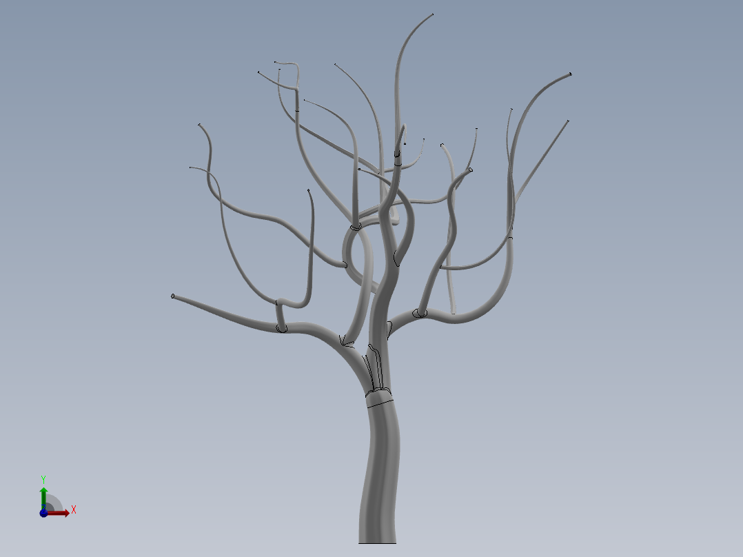 冬季落叶乔木前视图