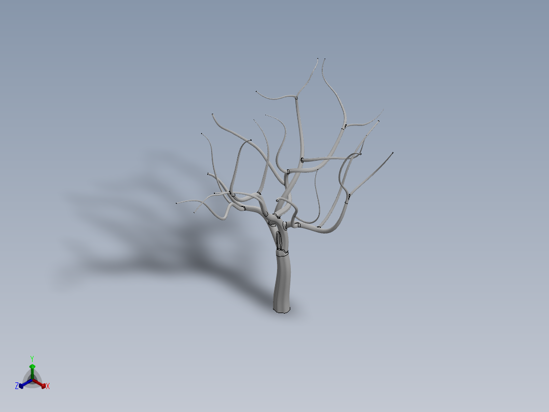 冬季落叶乔木正等轴测图