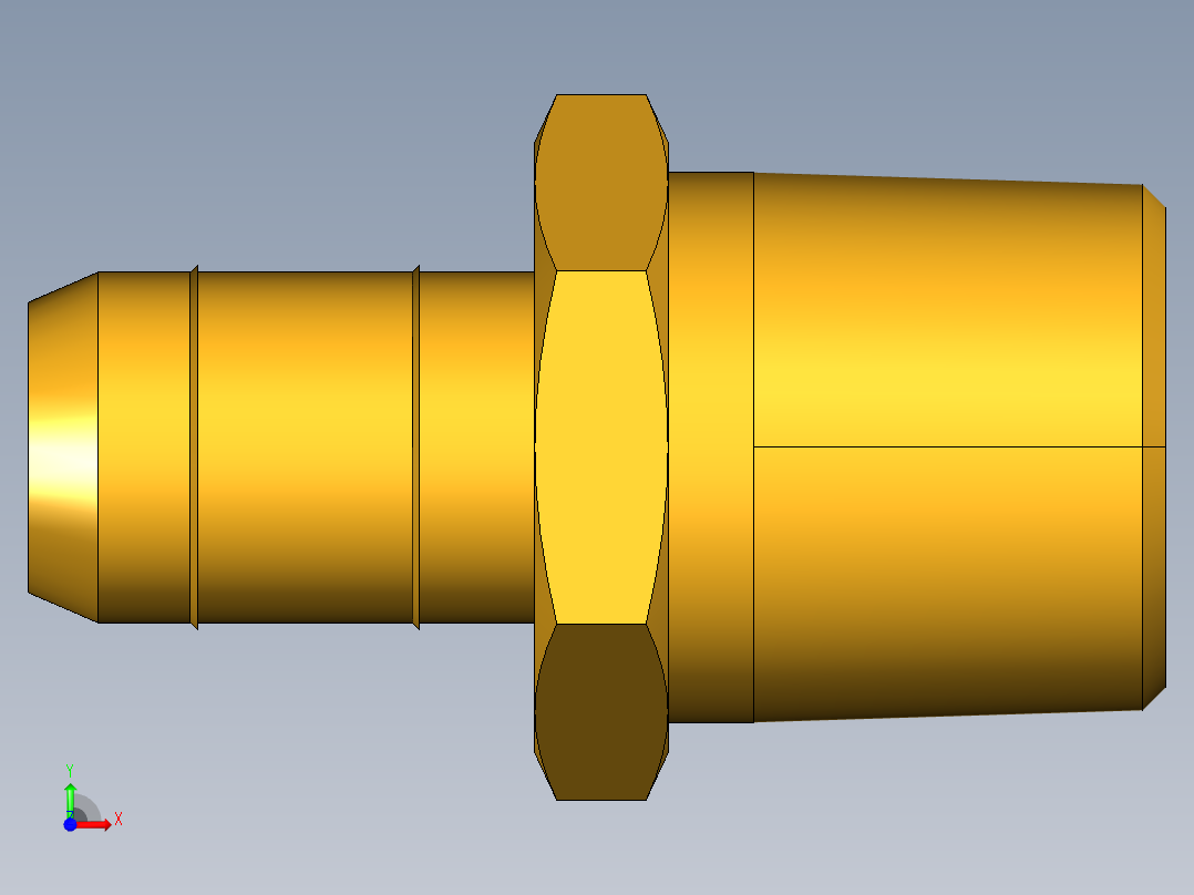 工业通用螺蚊管倒齿式工业硬管接头Male Connector 28-8-6前视图