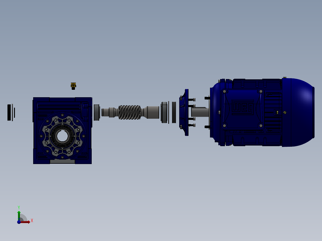 蜗轮蜗杆减速电机3D图纸 Solidworks设计前视图