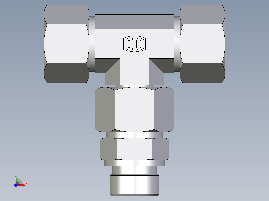 卡套式工业通用硬管接头EO_Assembled_adjustable_standpipe_branch_tee_EVT20SR71前视图