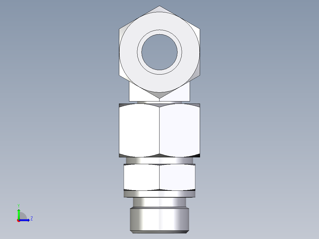 卡套式工业通用硬管接头EO_Assembled_adjustable_standpipe_branch_tee_EVT20SR71左视图