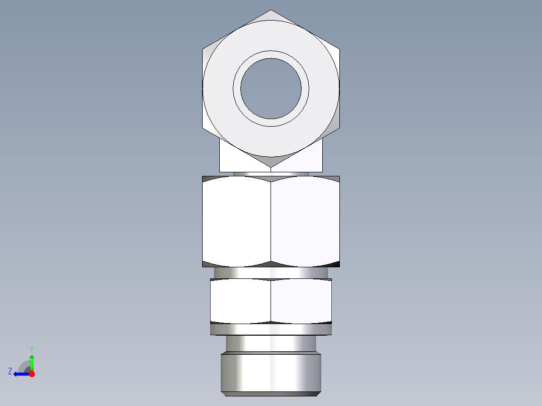 卡套式工业通用硬管接头EO_Assembled_adjustable_standpipe_branch_tee_EVT20SR71右视图