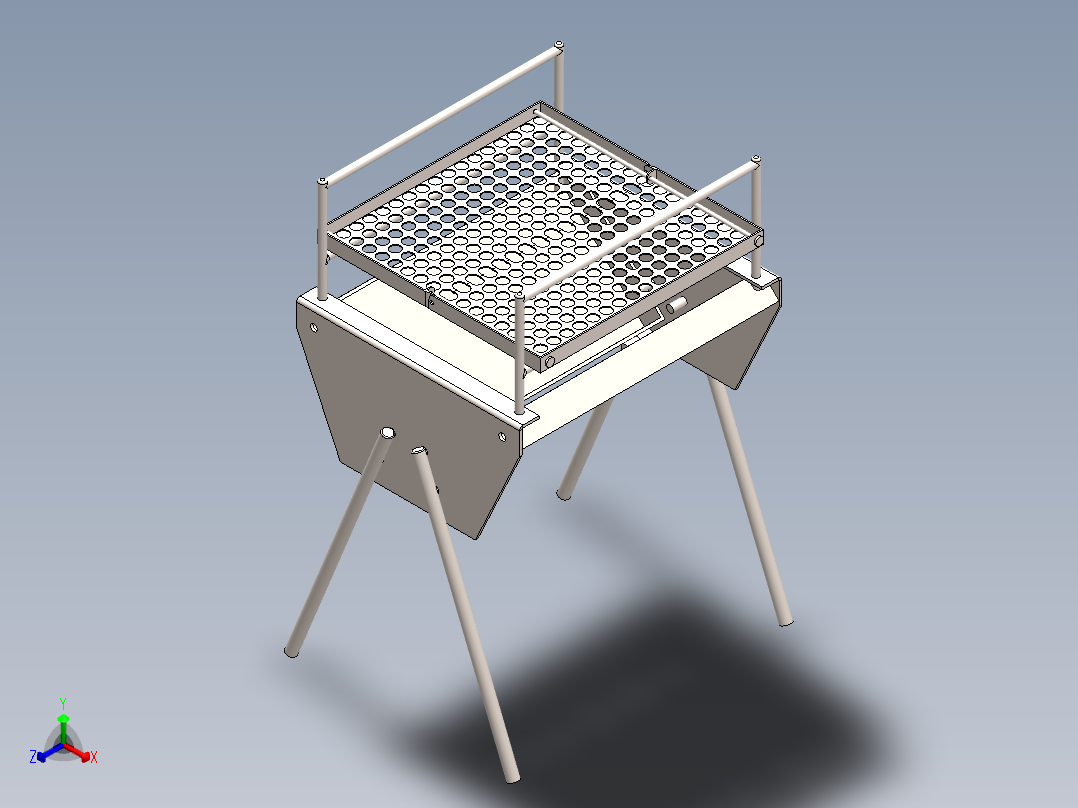 手提式简易烧烤架3D数模图纸 Solidworks设计正等轴测图