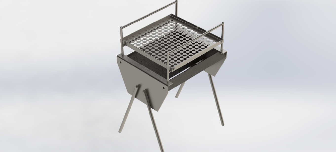 手提式简易烧烤架3D数模图纸 Solidworks设计