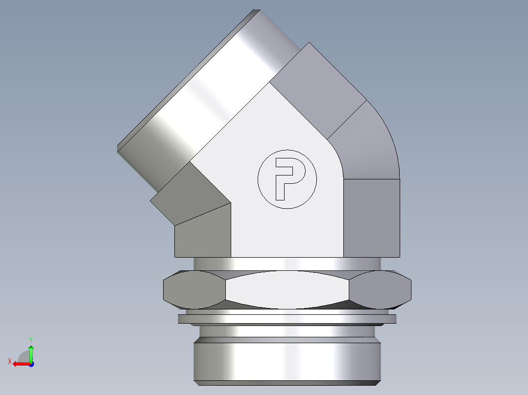 卡套式工业通用硬管接头EO_Adjustable_locknut_45_deg_elbow_VEE42LMOMDCF后视图
