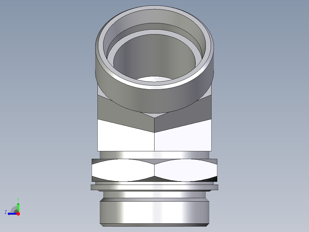 卡套式工业通用硬管接头EO_Adjustable_locknut_45_deg_elbow_VEE42LMOMDCF右视图