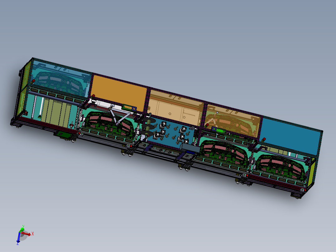合资品牌汽车尾翼组装线（sw16可编辑+工程图+bom）主视图