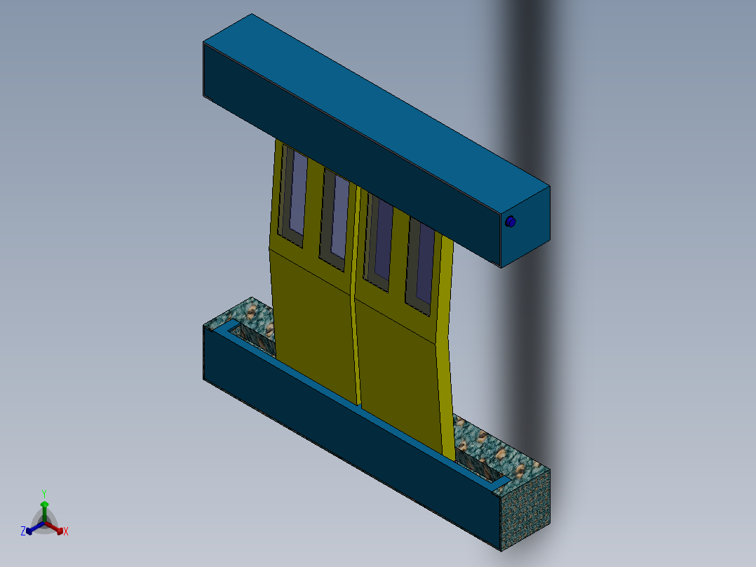 巴士车门公交车门正等轴测图