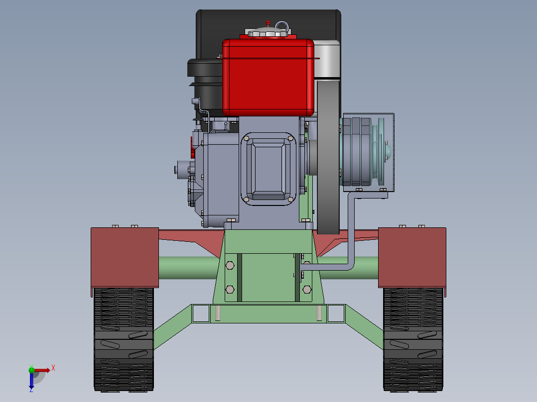 微型橡胶履带拖拉机俯视图