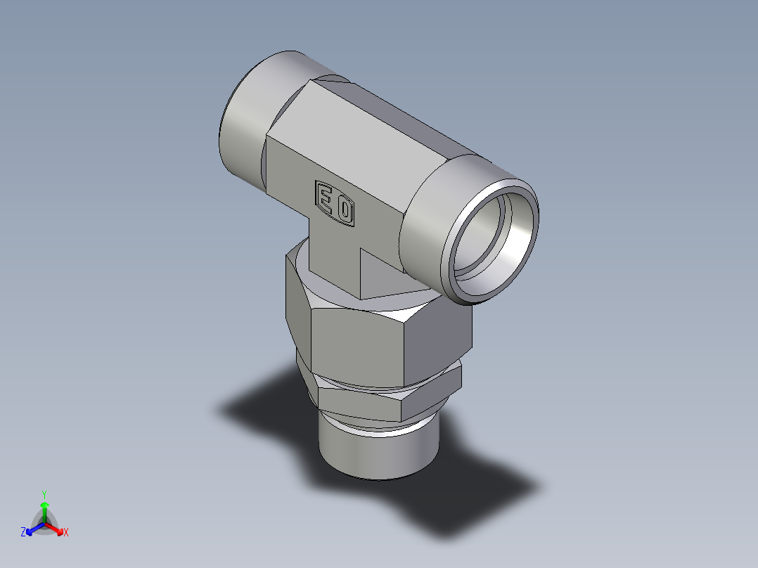 卡套式工业通用硬管接头EO_Assembled_adjustable_standpipe_branch_tee_EVT22LMOMD71主视图