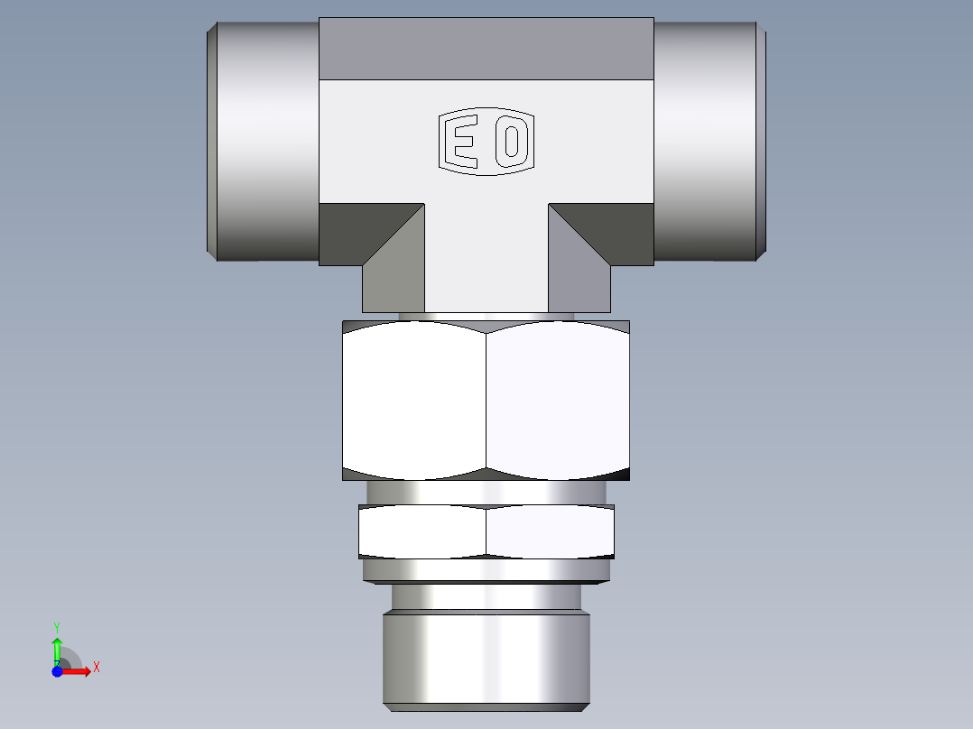 卡套式工业通用硬管接头EO_Assembled_adjustable_standpipe_branch_tee_EVT22LMOMD71前视图