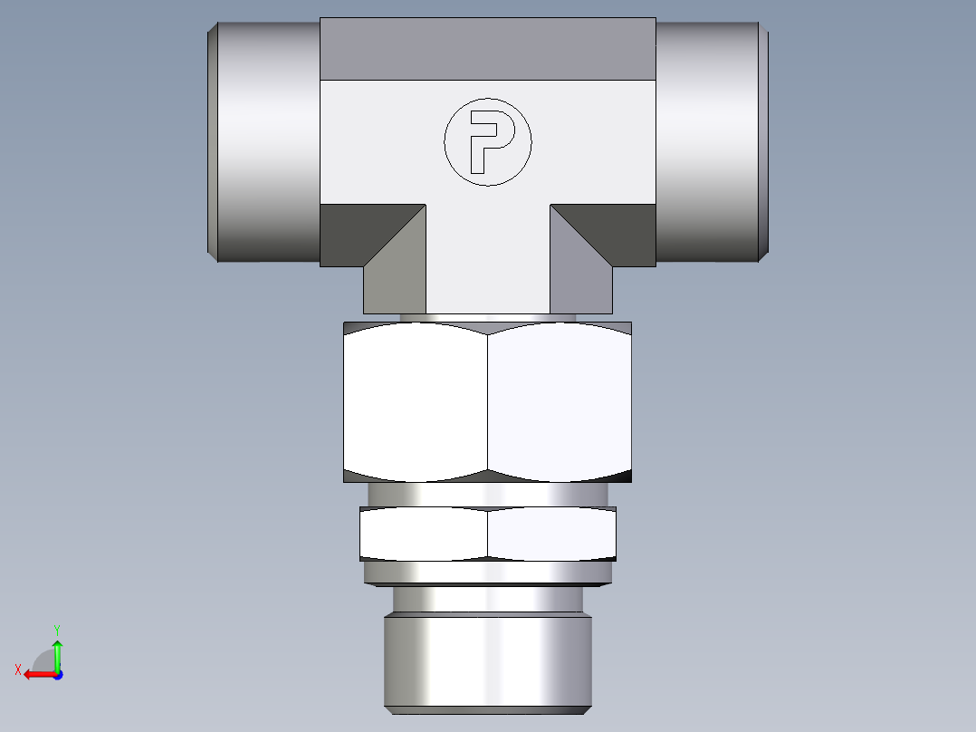 卡套式工业通用硬管接头EO_Assembled_adjustable_standpipe_branch_tee_EVT22LMOMD71后视图