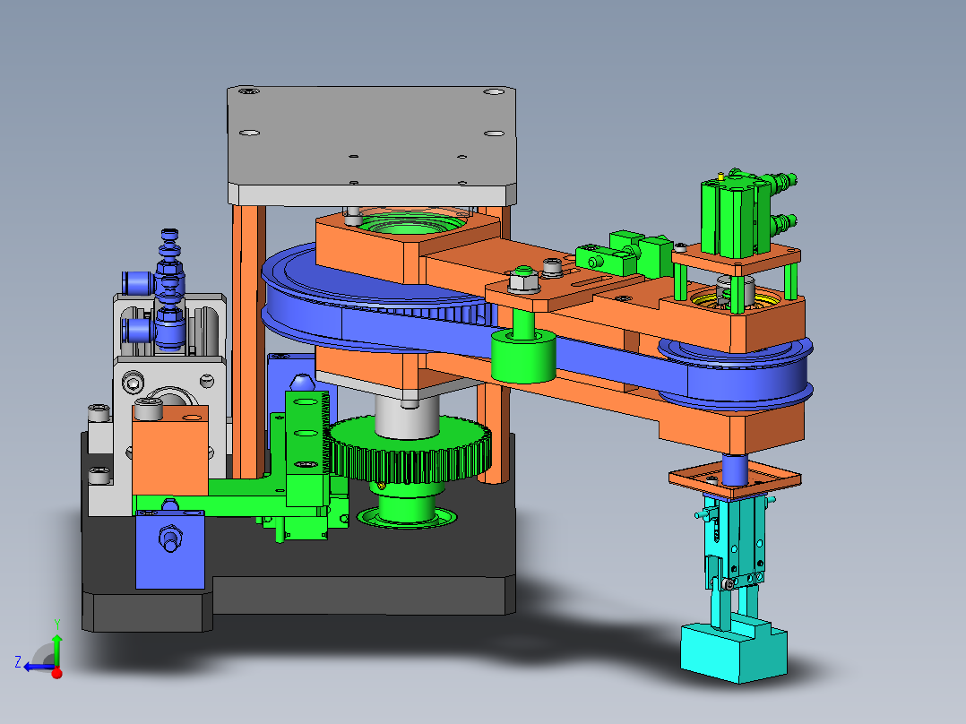 零件180度翻转，机构90度旋转主视图