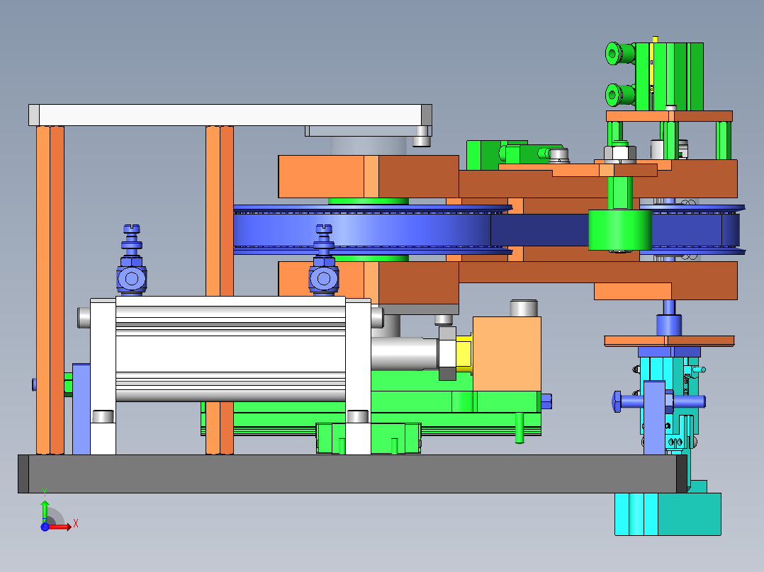 零件180度翻转，机构90度旋转前视图