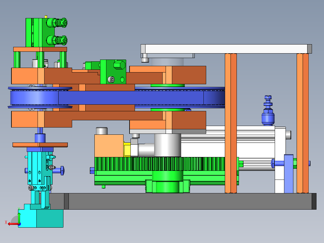 零件180度翻转，机构90度旋转后视图
