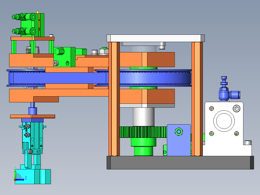 零件180度翻转，机构90度旋转左视图