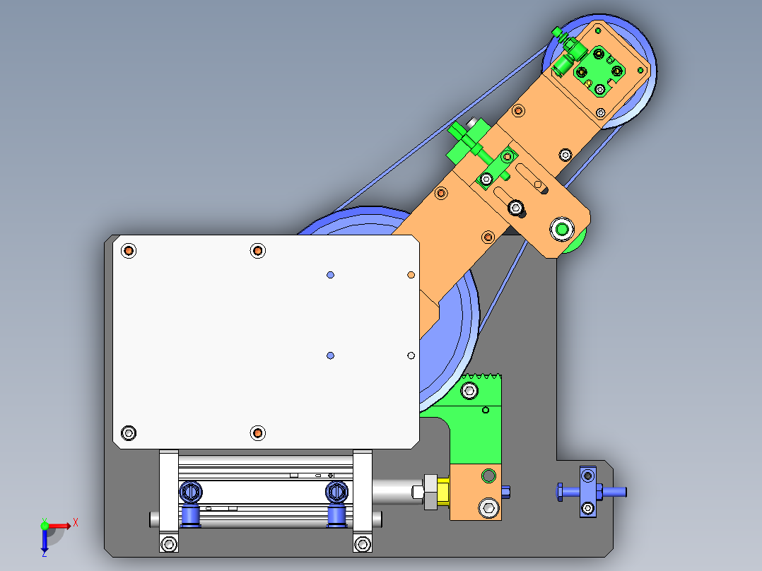 零件180度翻转，机构90度旋转俯视图