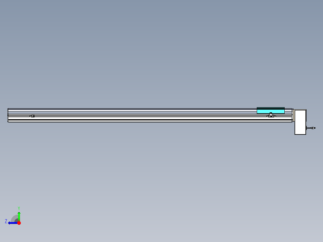 同步带滑台-半封闭B22H-L100-C-S1950-RD-P75-D3-N5右视图