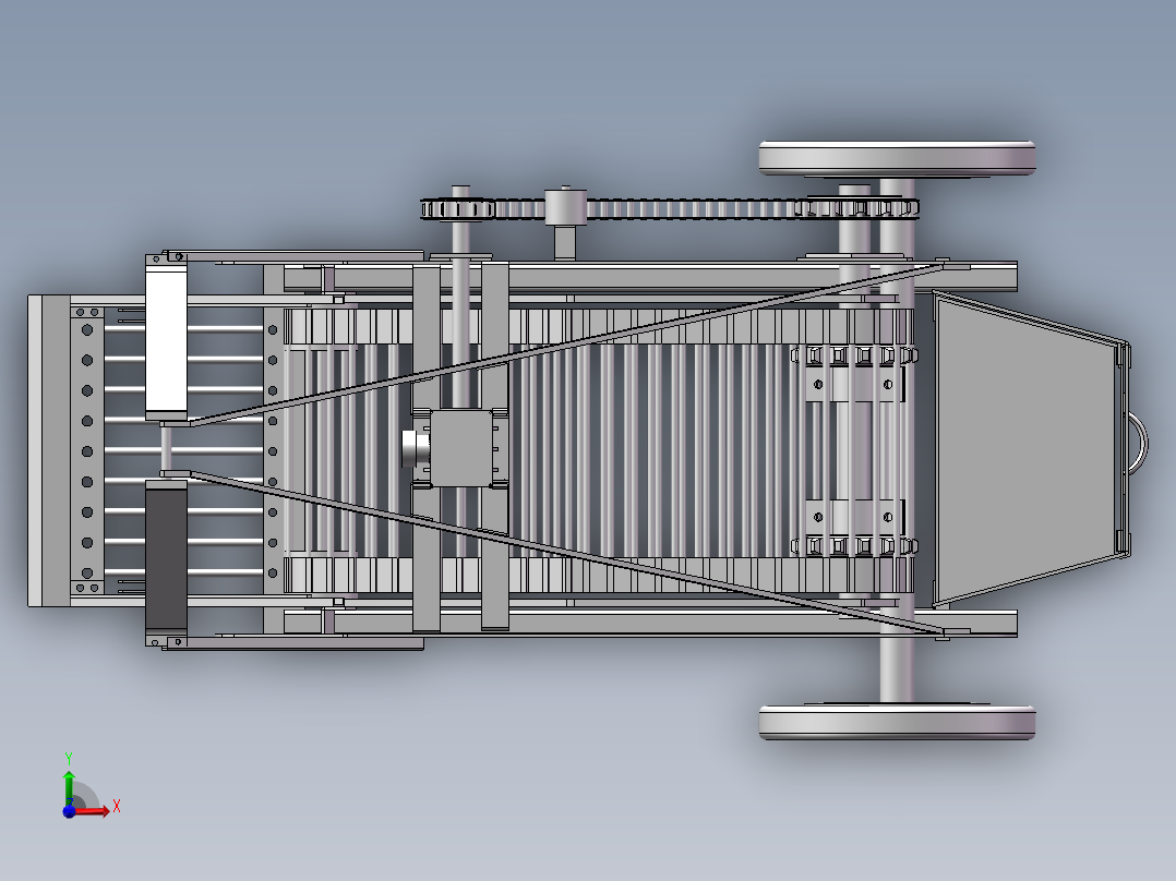 简易的马铃薯收获机三维模型设计前视图