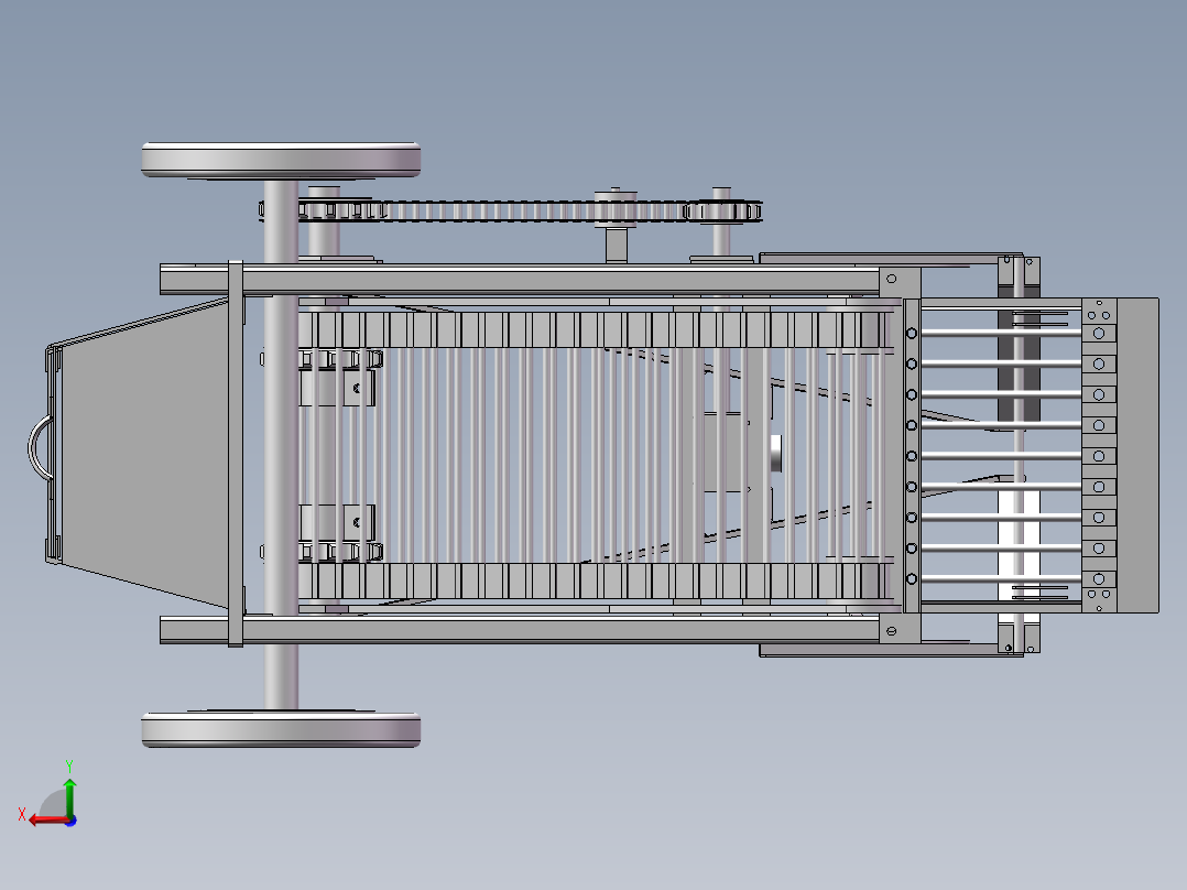 简易的马铃薯收获机三维模型设计后视图