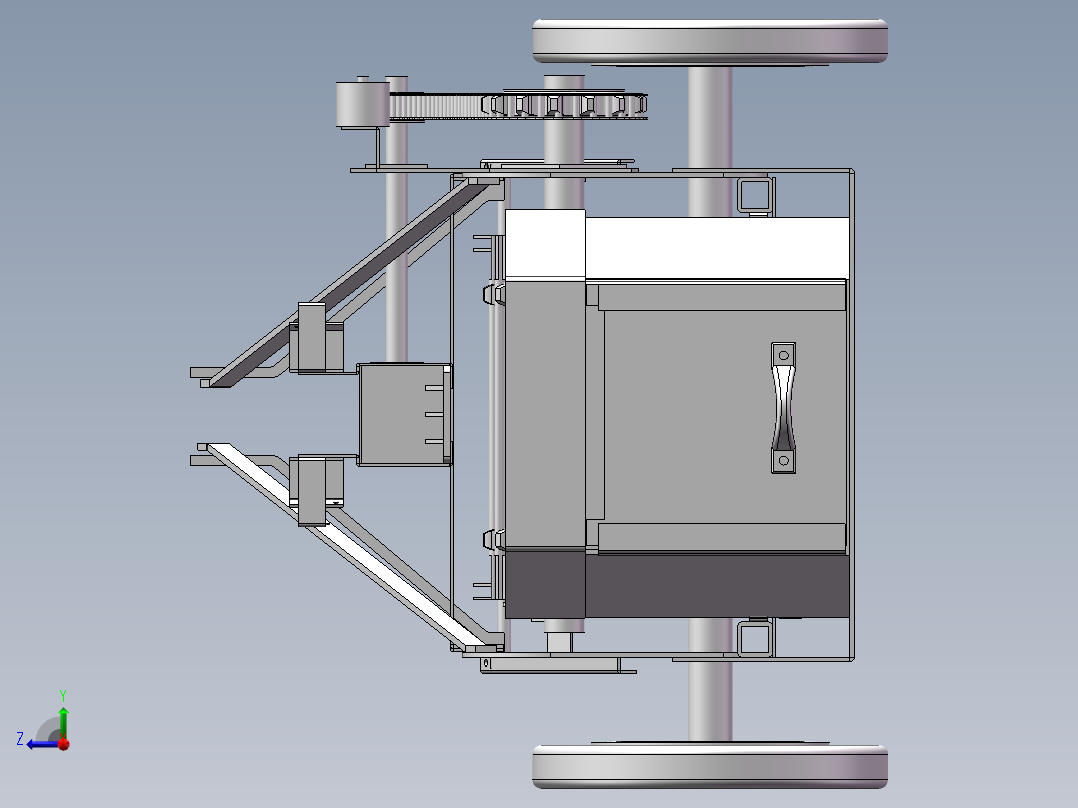 简易的马铃薯收获机三维模型设计右视图
