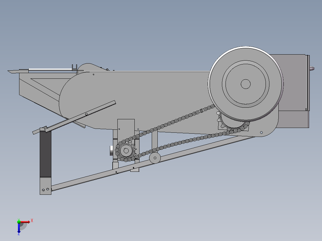 简易的马铃薯收获机三维模型设计俯视图