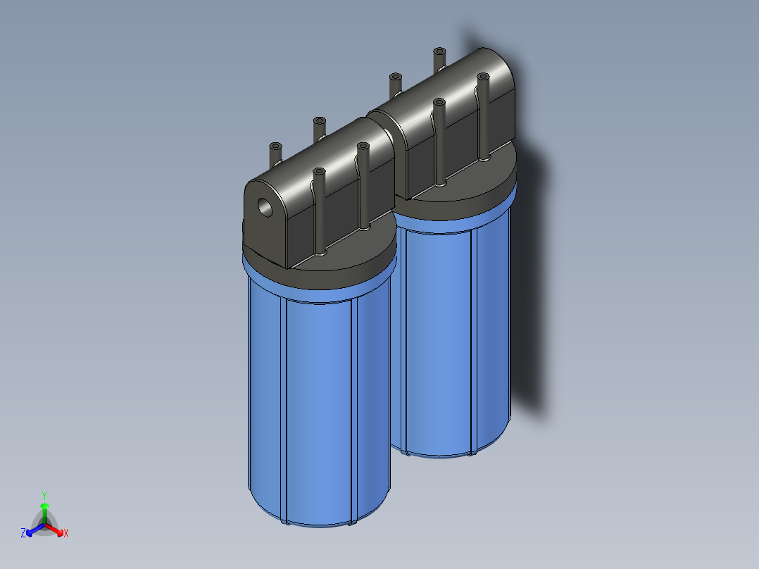 家庭用二级过滤器（自来水过滤器）正等轴测图