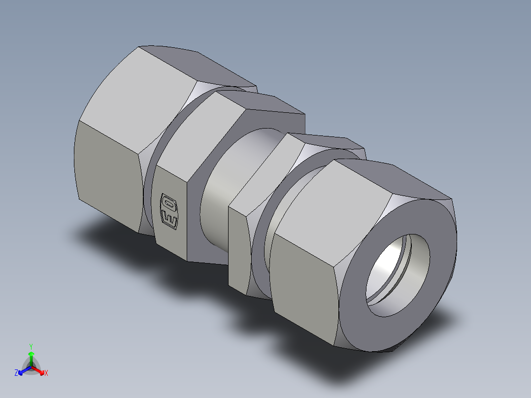 卡套式工业通用硬管接头EO_Bulkhead_union_SV25ZS71正等轴测图