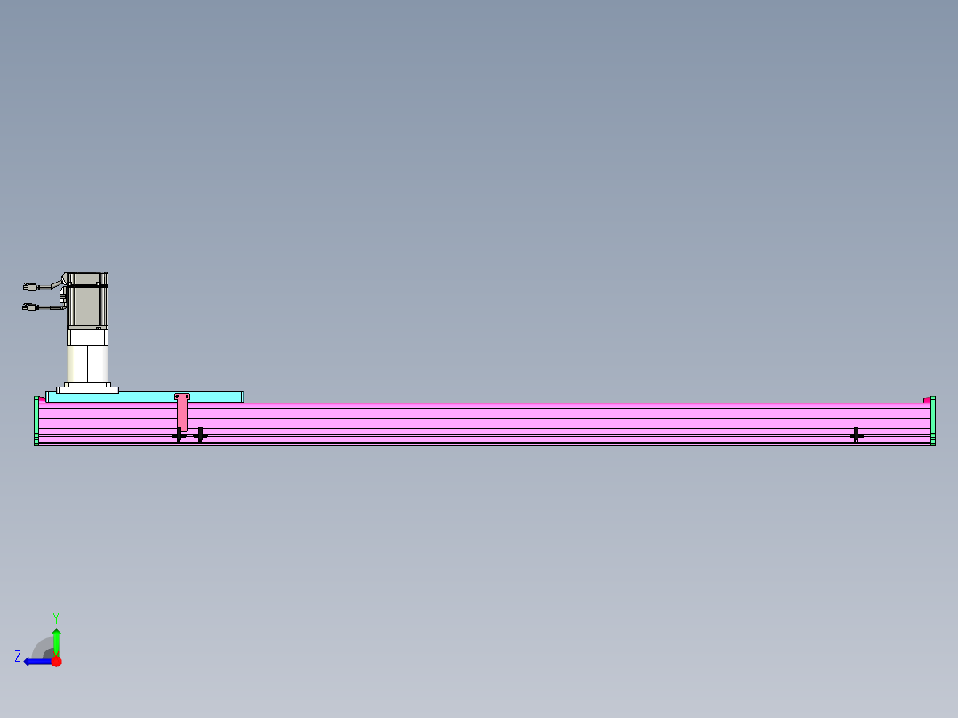 东锦齿条传动DH210G-L167-S1300-BU-减速机+P750W右视图