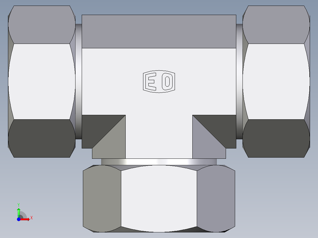 卡套式工业通用硬管接头EO_Union_tee_T28LCF前视图