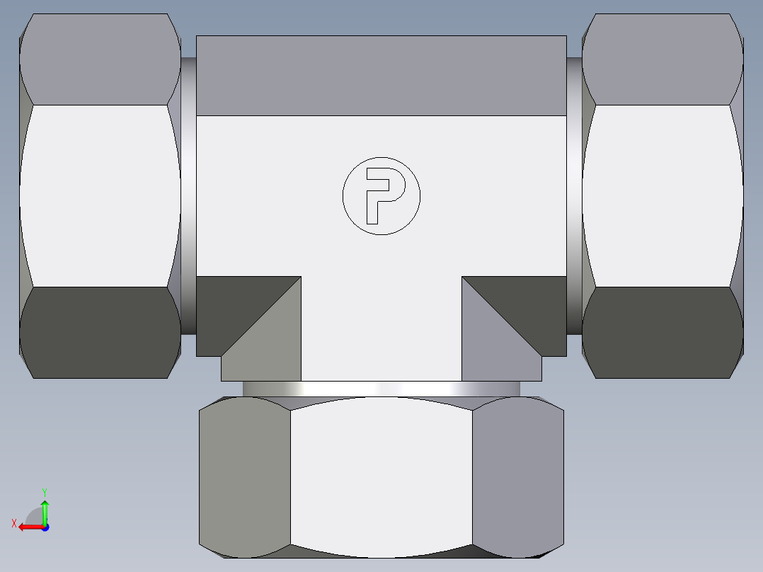 卡套式工业通用硬管接头EO_Union_tee_T28LCF后视图