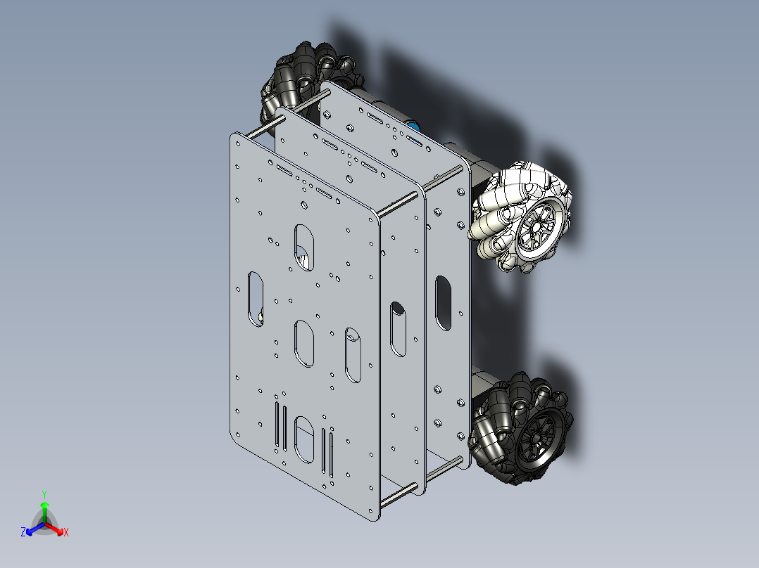 麦克纳姆轮智能小车正等轴测图
