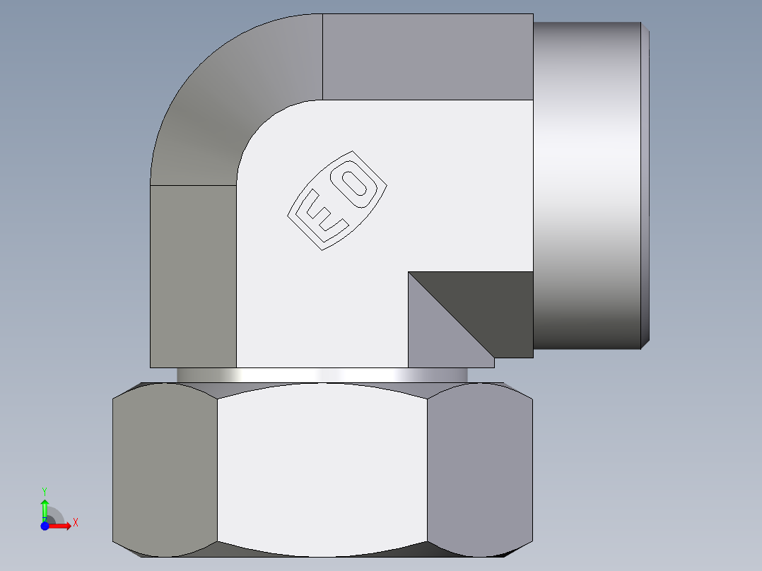 卡套式工业通用硬管接头EO_Swivel_nut_elbow_EW35LOMDCF前视图