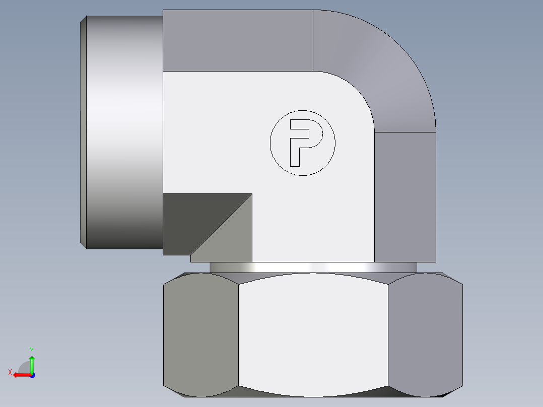 卡套式工业通用硬管接头EO_Swivel_nut_elbow_EW35LOMDCF后视图