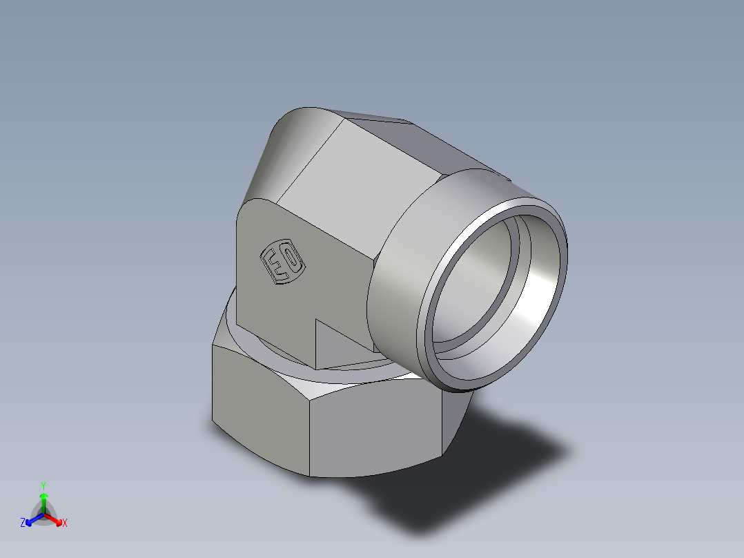 卡套式工业通用硬管接头EO_Swivel_nut_elbow_EW35LOMDCF正等轴测图