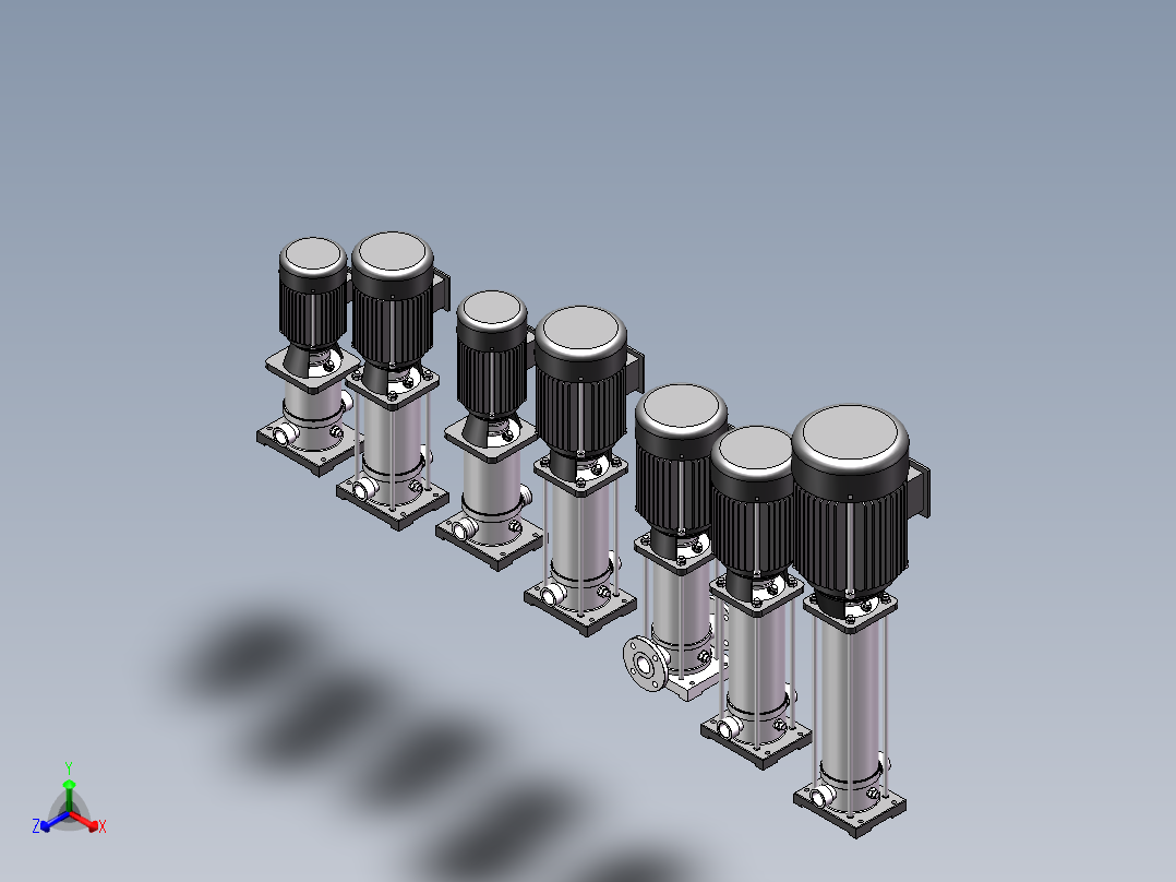 7款CDLF12~20系列多级泵正等轴测图