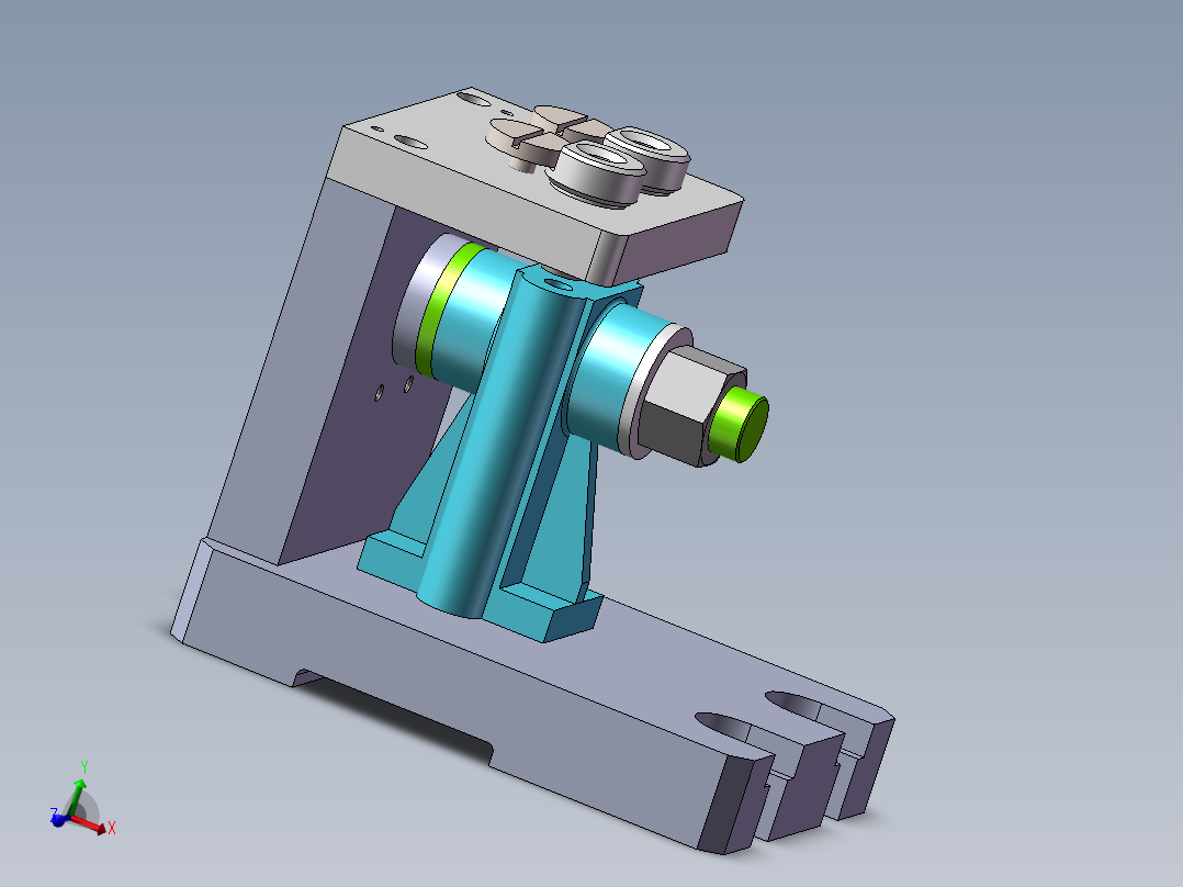 气门摇杆钻孔夹具三维模型主视图