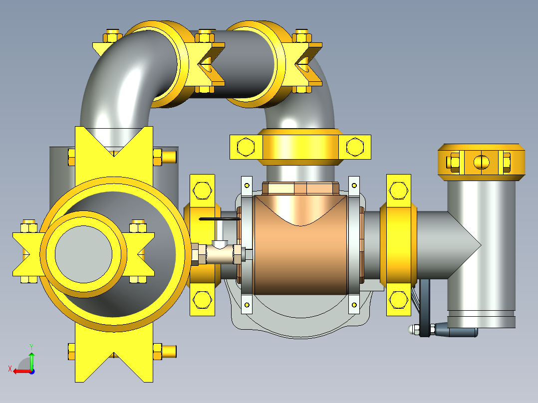 电动三通球阀后视图