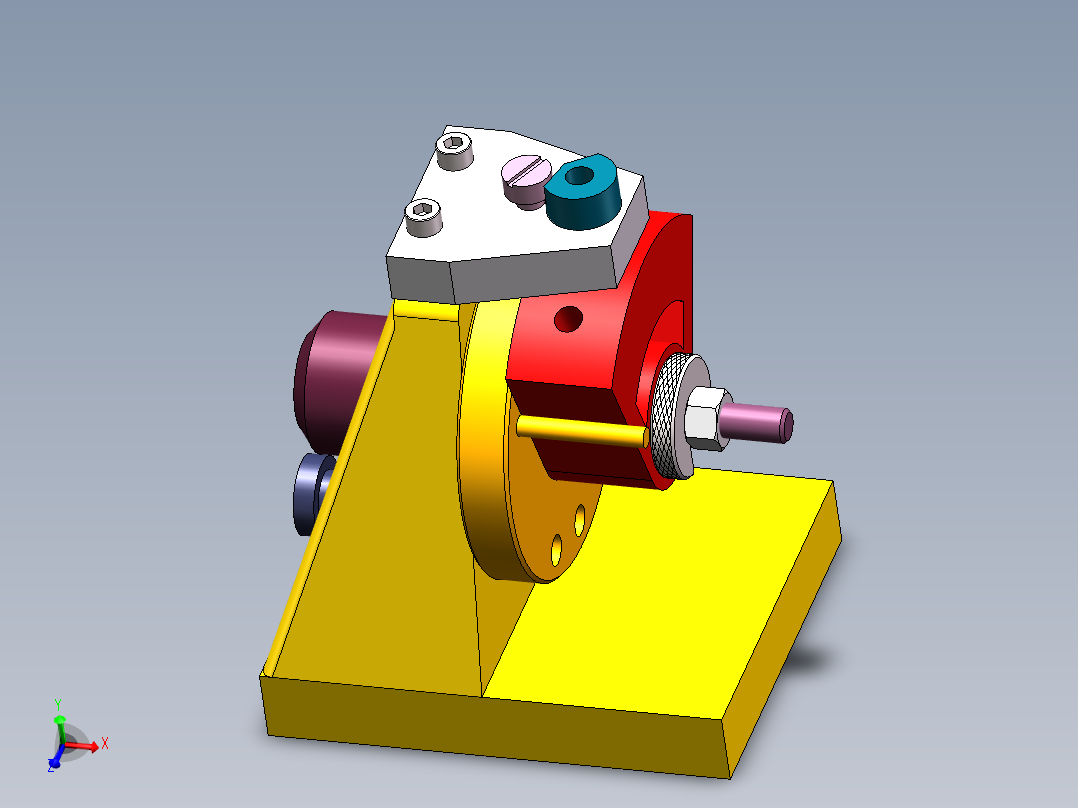 KCSJ-07扇形板回转分度钻床夹具三维SW模型主视图